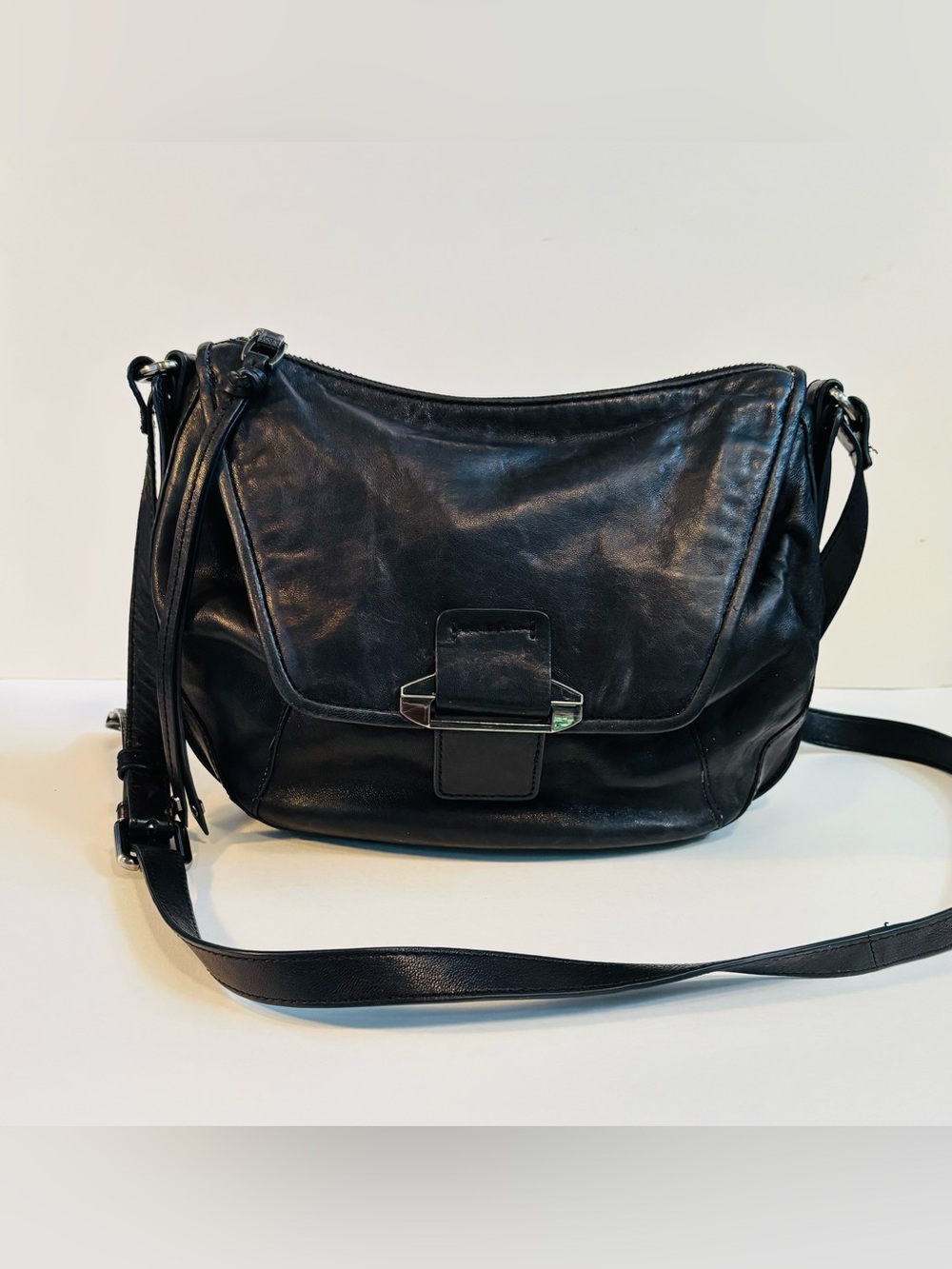 Kooba Jonnie Black Leather Crossbody Shoulder Bag